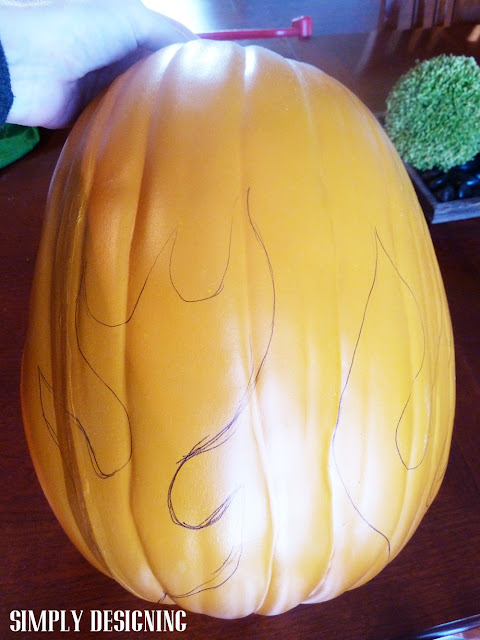 draw+flames+on+pumpkins Pottery Barn Inspired Flaming Pumpkins #spookyspaces 8