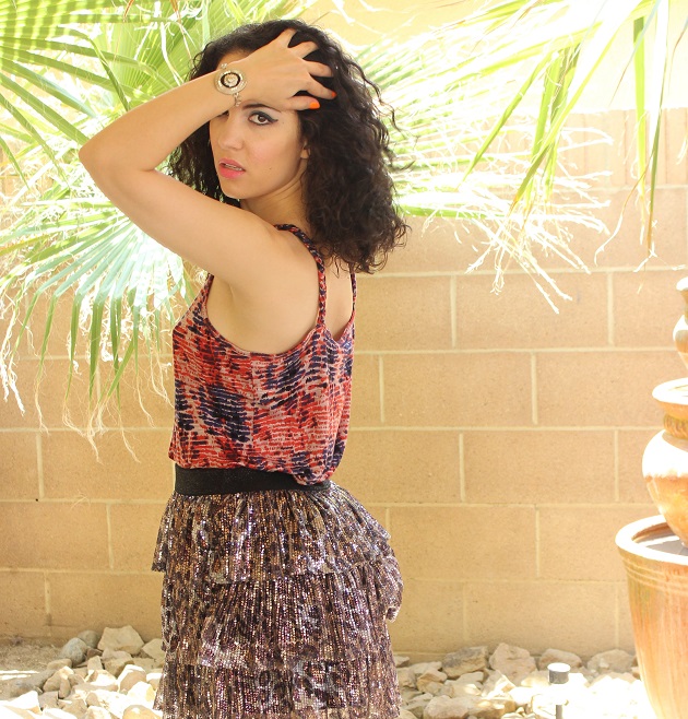 Libertad Green Leopard Sequin Skirt