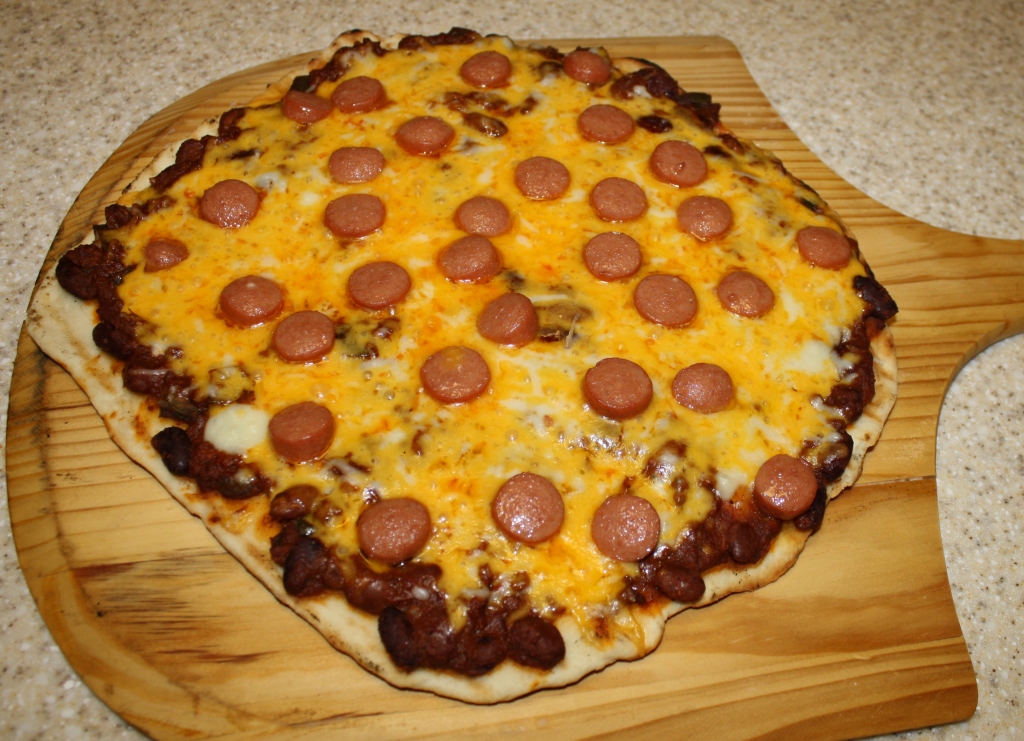Dude Dinners Chili Cheese Dog Pizza
