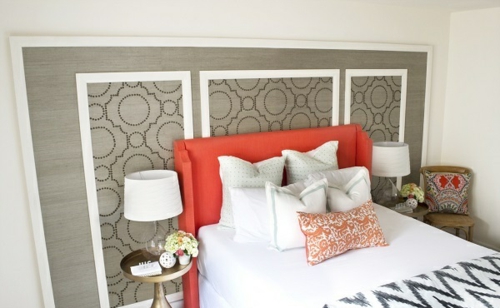 Dormitorio en naranja y gris - Ideas para decorar dormitorios