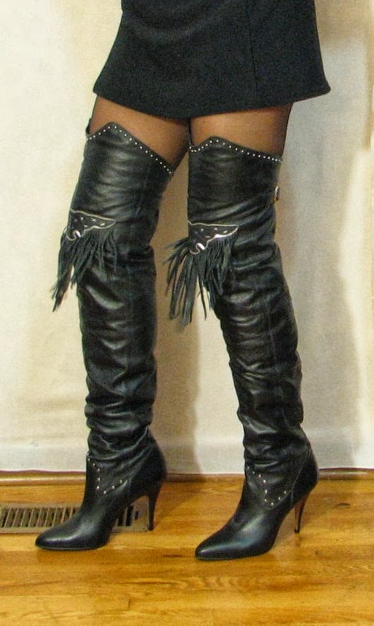 Leather: Rare style Wild Pair vintage thigh-high boots with fringe  fetch an impressive price
