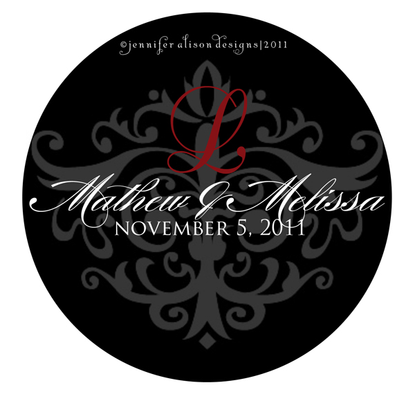 Melissa Mathew custom damask wedding monogram logo