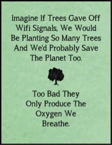 If trees gave off wifi signals we'd plant so many trees. Too bad they only produce oxygen we breathe.