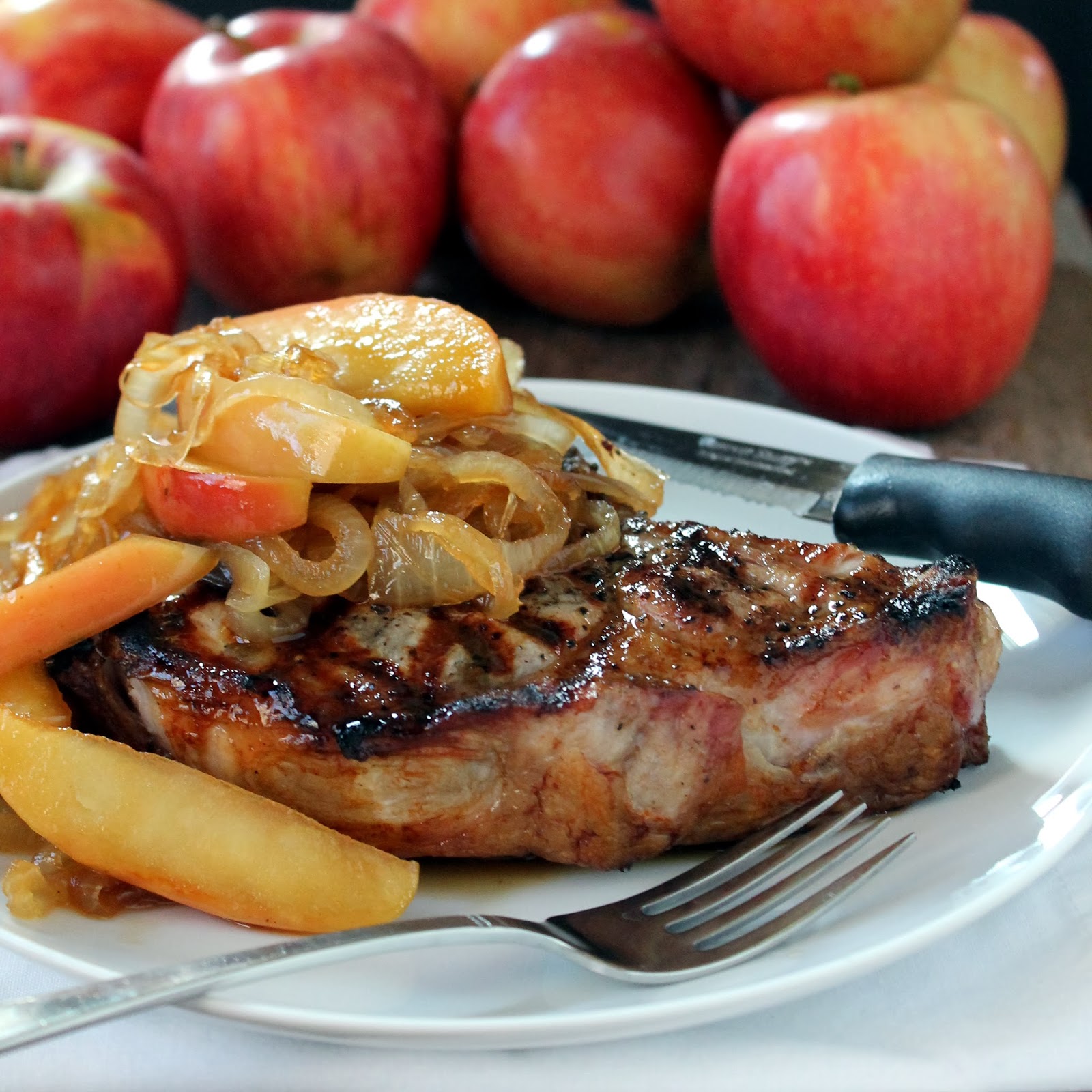 The Stay At Home Chef Apple Pork Chops with Caramelized Onions
