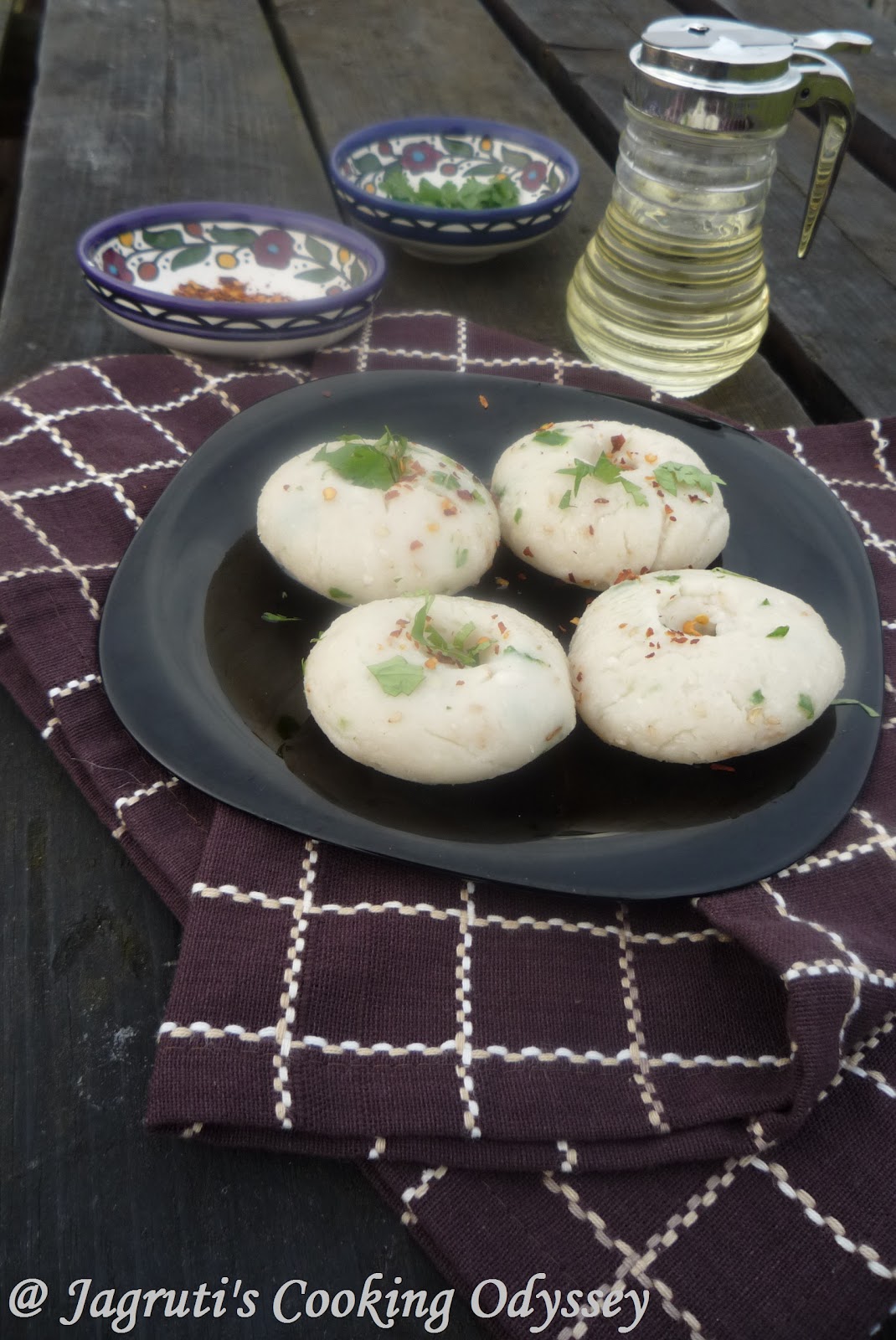 Jagruti's Cooking Odyssey Khichu Steamed and Spicy Rice flour dumplings