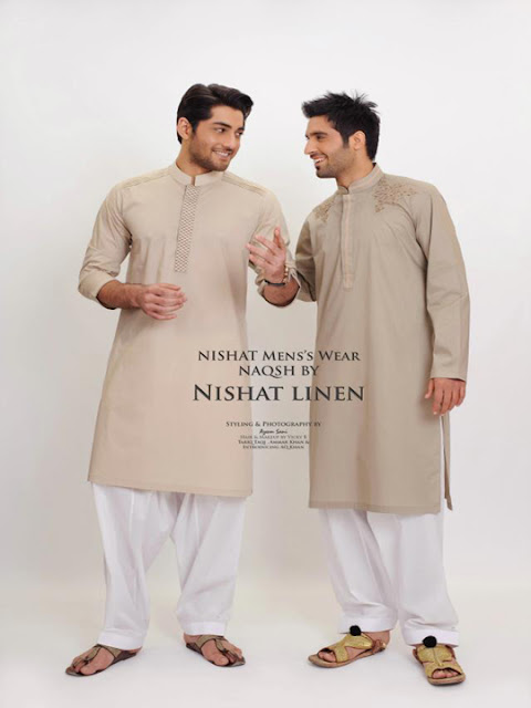 Nishat Linen Latest Men's "NAQSH" Kurta Summer Collection 2013