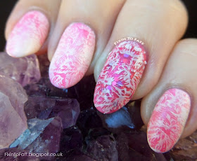 Pink lace stamping nail art