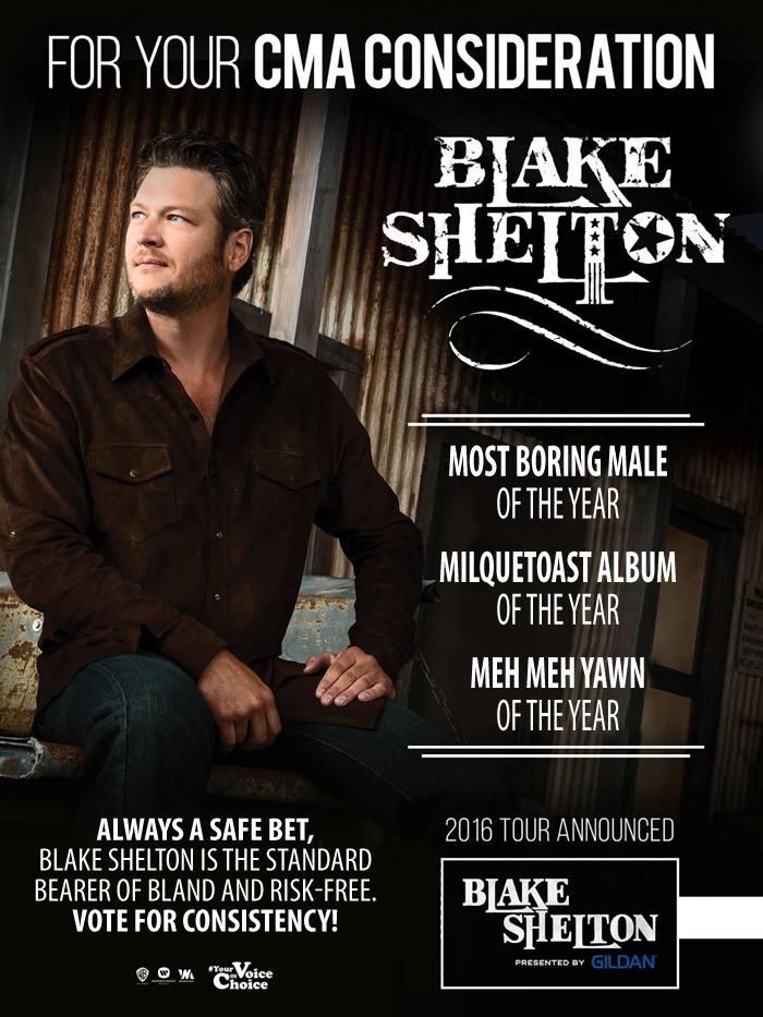 Farce the Music Honest CMA Campaign Ad Blake Shelton