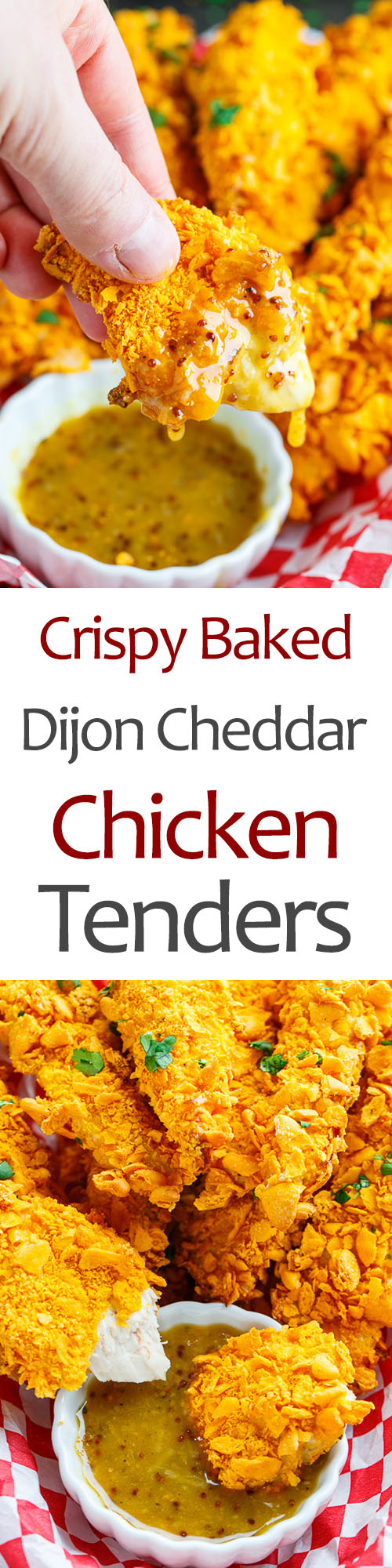 Crispy Baked Cheddar Dijon Chicken Tenders on Closet Cooking