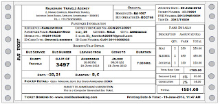 travels ticket format