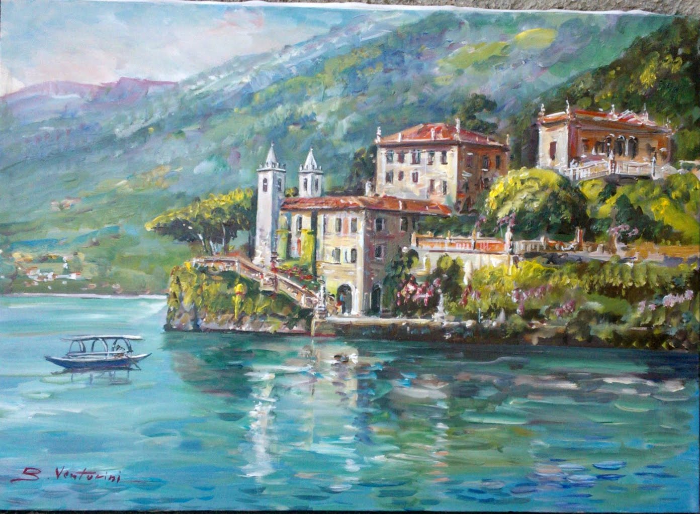 TETTAMANTI'S GALLERY: Dipinti ad olio Lago di Como/ Lake Como oil paintings