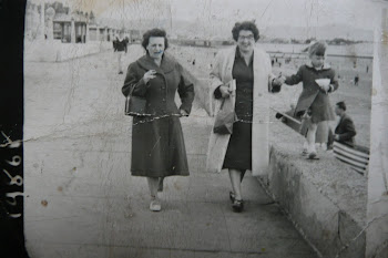 Mum, Auntie May and me on Blackpool prom, with chips.