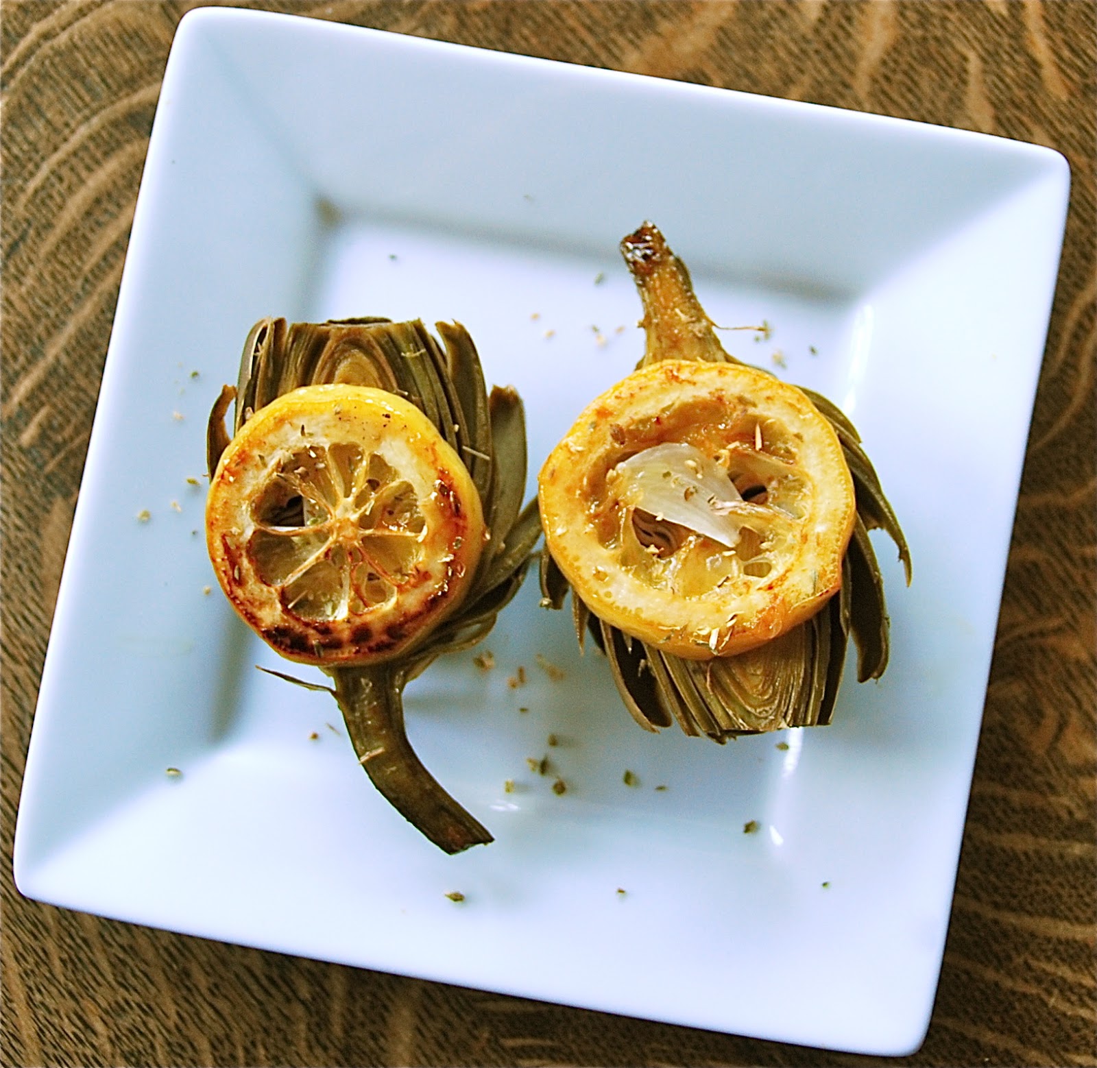 My Recession Kitchen...and garden Roasted Artichokes with Lemon & Garlic