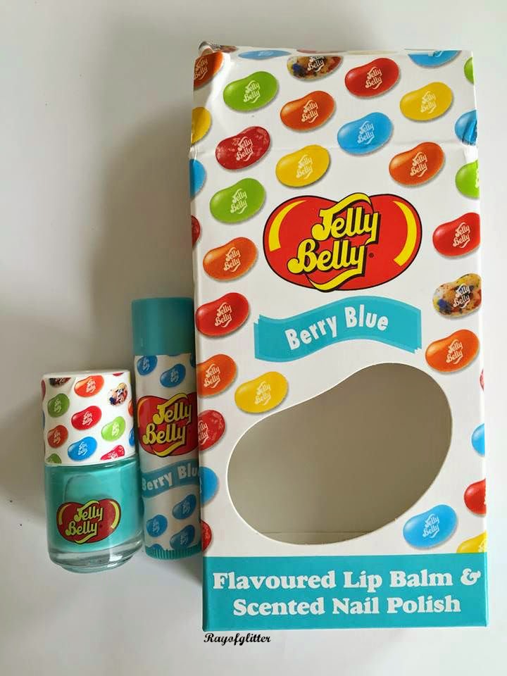 Ray of glitter Jelly Belly Berry Blue Lip Balm and Nail Polish Review