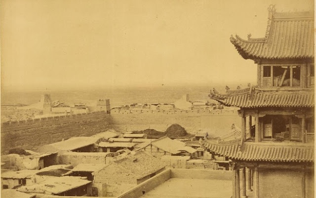 Amazing Historical Photo of Great Wall of China with Jiayuguan Fortress in 1875 