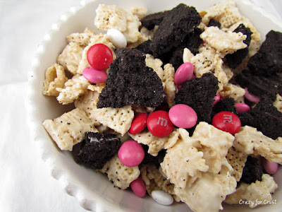 chex mix made with oreo crust in baggies  in white bowl