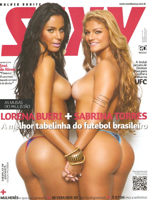 Sexy - Capa: Lorena Bueri e Sabrina Torres, As Gatas do Paulistão! - Edição Julho 2012 Confira as fotos das musas do Paulistão, Lorena Bueri e Sabrina Torres, capa da Sexy de julho de 2012!