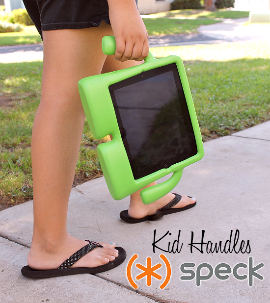 Speck iGuy kid friendly case for iPad 2/3/4 includes a camera cover and easy carry handle 'arms.'
