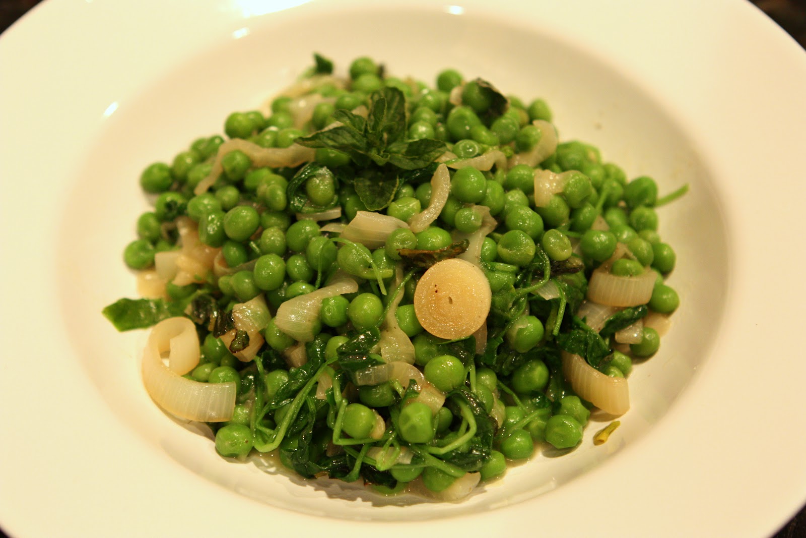 Fresh Local and Best Peas and Pea Shoots with Spring Onions and Mint
