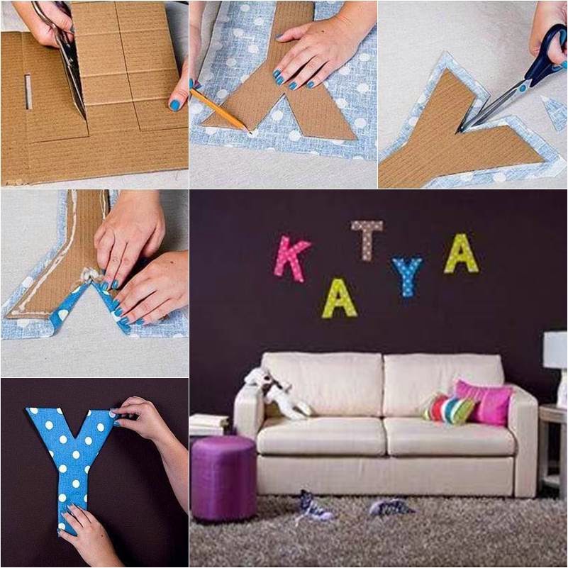 Diy Cardboard Fabric Wall Letters Home Ideas