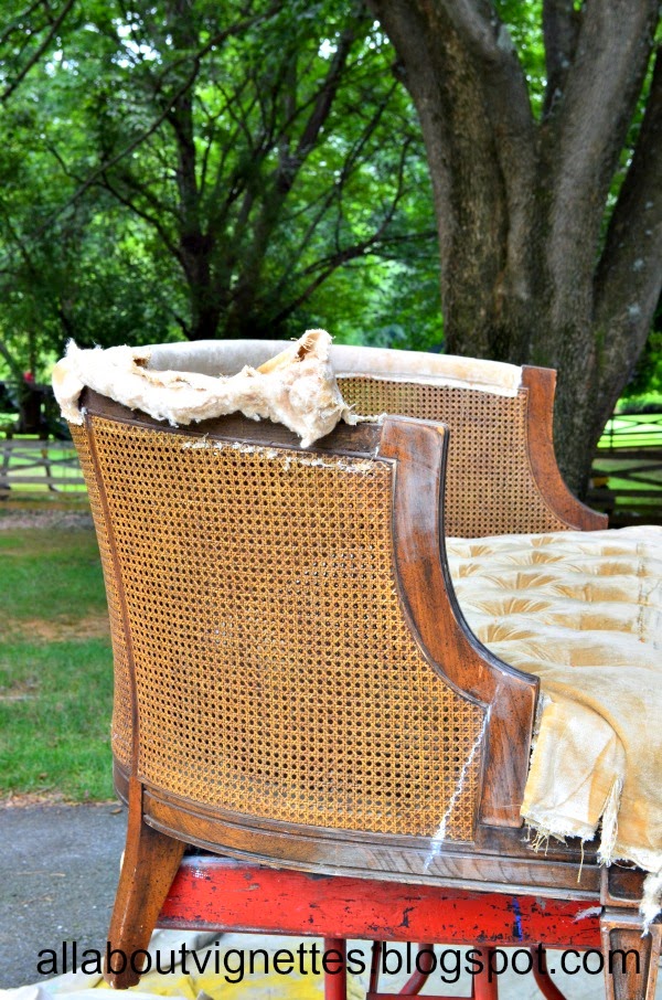 All About Vintage Caned Back Settee Before and After