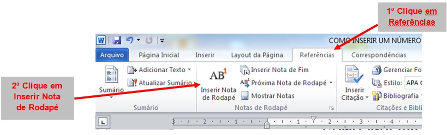 Como inserir número de chamada (Nota de rodapé). :: Professor Vilmar