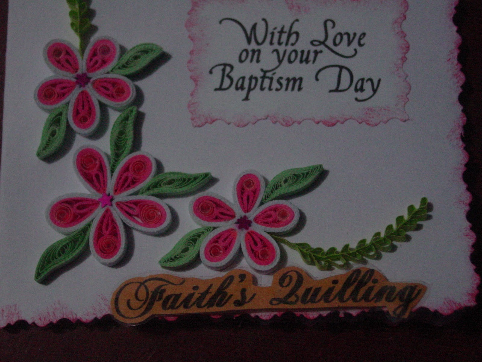 Faith's Quilling Baptism Card