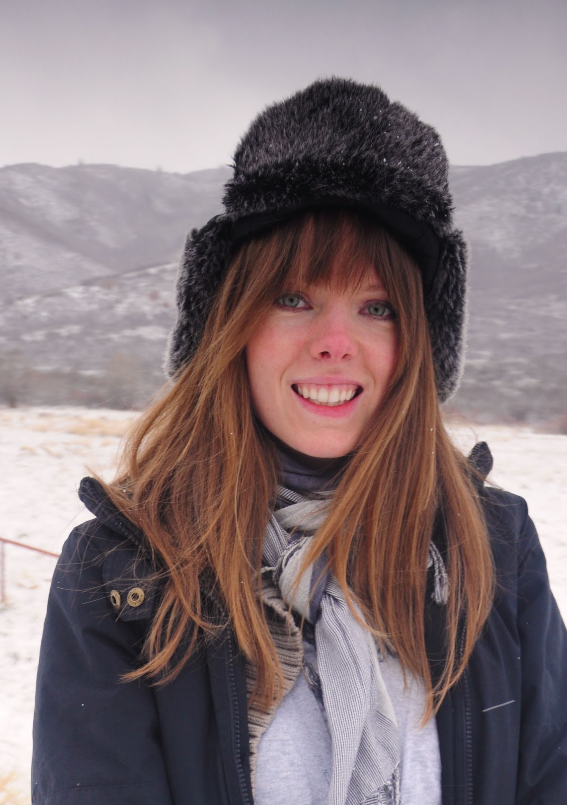 Fur hat with puffer coat