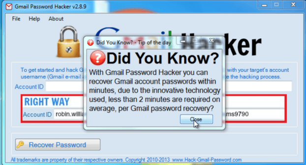Gmail Password Hacker V2.8.9 Free Product Key