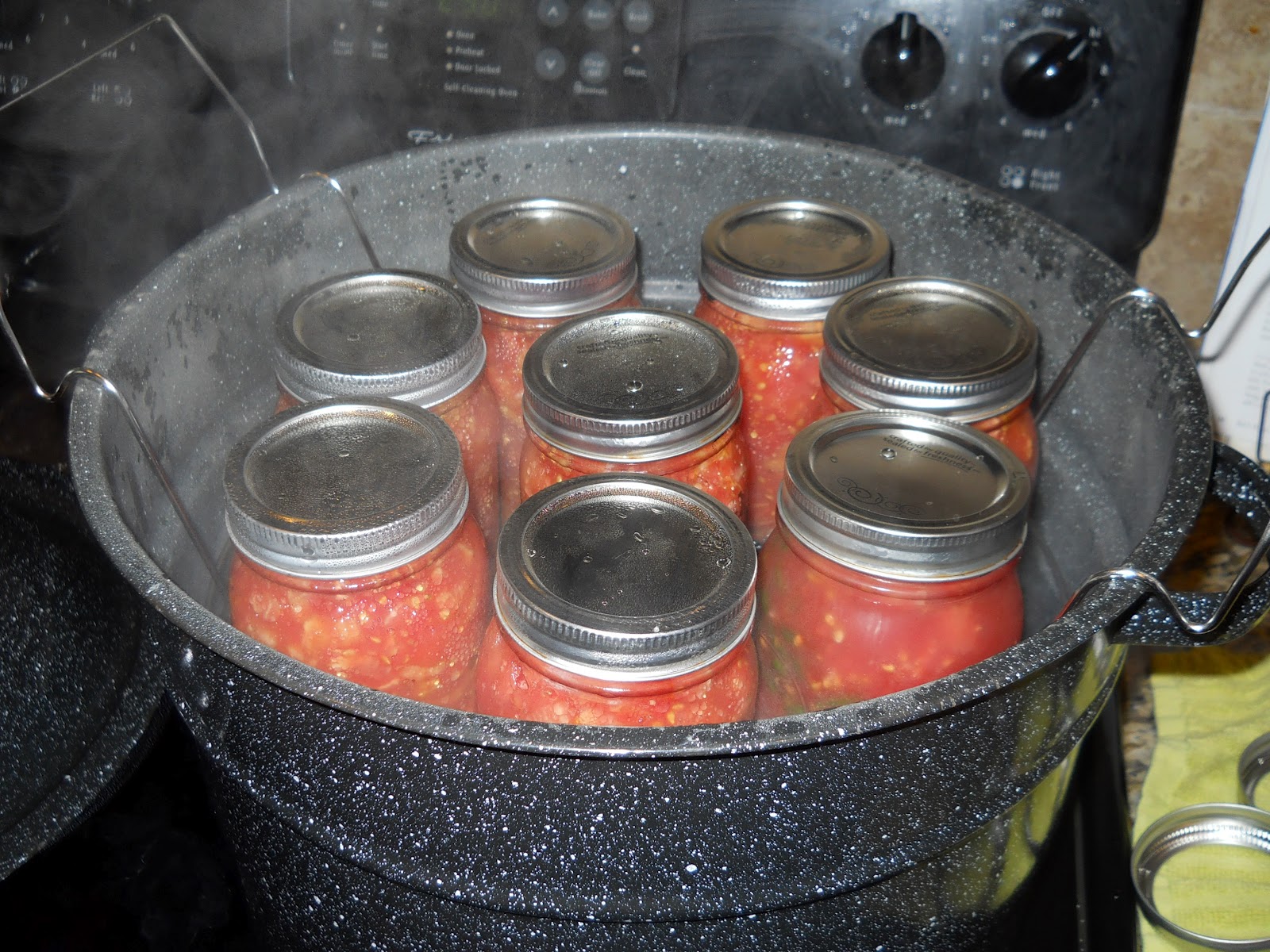 Petticoat Junction Canning Diced tomatoes and chilies.
