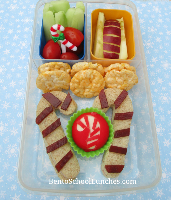 Bento School Lunches Candy Cane Christmas bento
