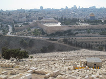 World's oldest and largest Jewish cemetery looking over Old City of Jerusalem and Dome of The Rock