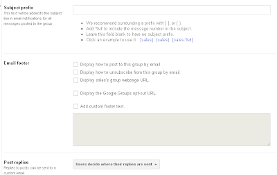 Google Groups Email Options