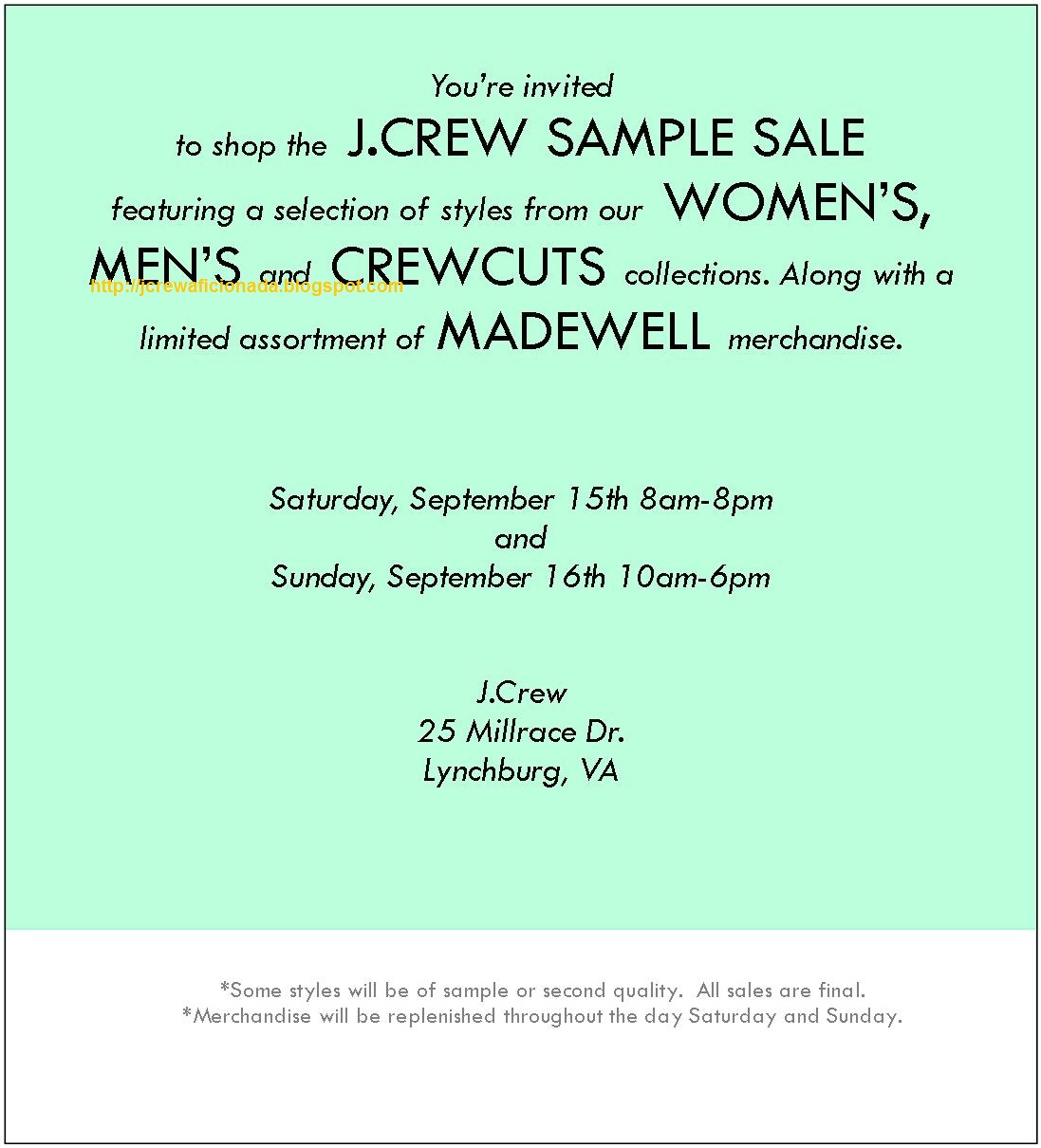 J Crew Aficionada J Crew September Sample Sale
