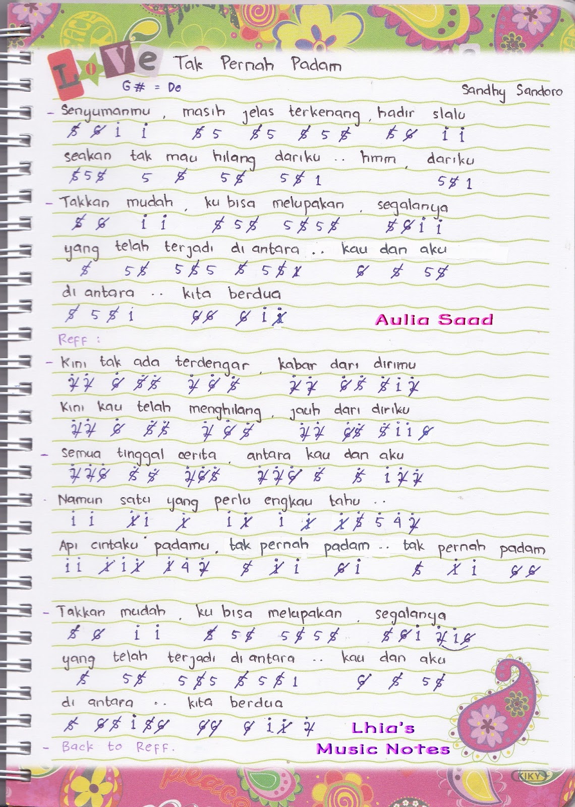 Not Angka : Sandhy Sandoro - Tak Pernah Padam | Aulia's World