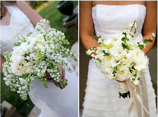 These bouquets are better suited for a form fitting gown and any size bride