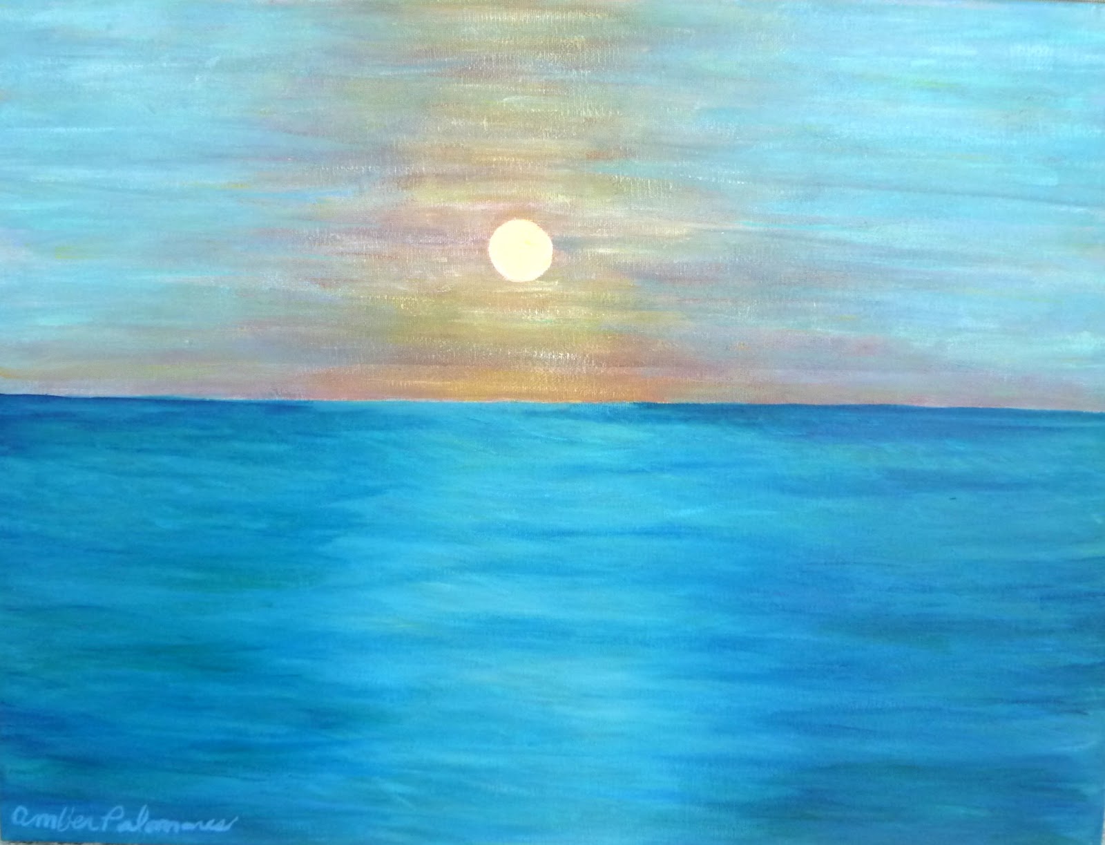 Sunset Reflections on the Sea Painting Amber Palomares
