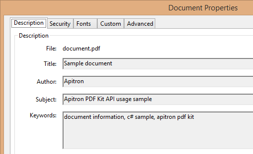 Pic. 1 Setting PDF document properties