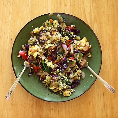 Above Is A Plate With Two Servings Jeff And I Usually Split So We Get About Eggs Each Plus Or Three Cups Of Vegetables