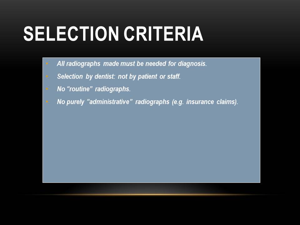 Selection Criteria In Dental Radiography Free