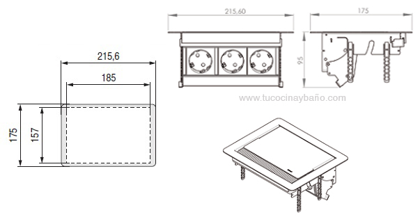 enchufe cocina encastre flip top | tu Cocina y Baño
