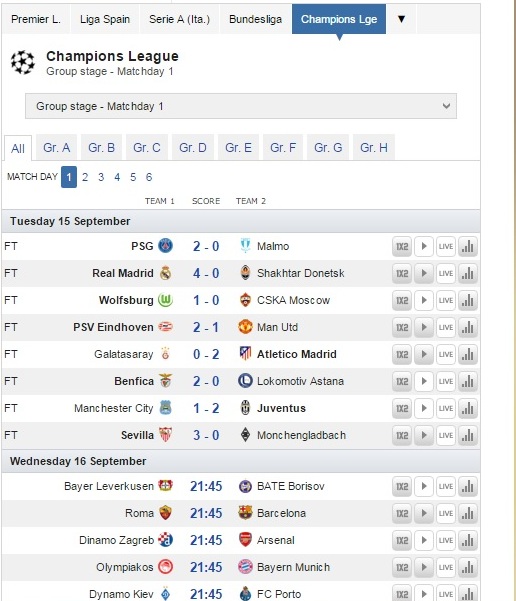 UEFA RESULTS AND FIXTURE Michezo Tu