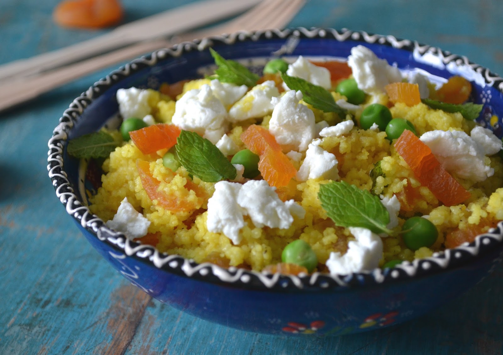 Mijn kookavonturen Couscous met geitenkaas, doperwten en abrikozen