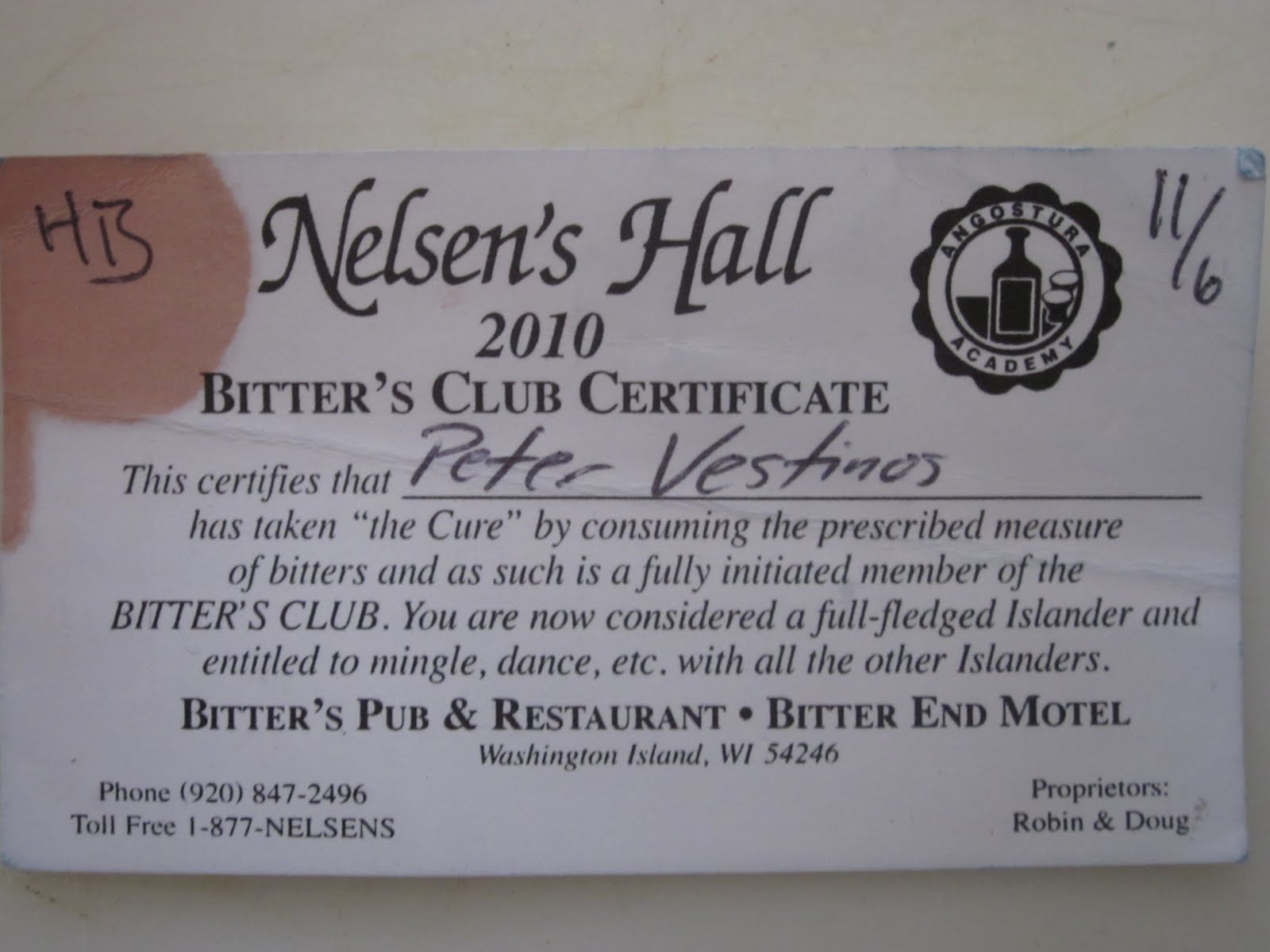 The Usual NELSEN'S BITTER HALL, Washington Island, WI