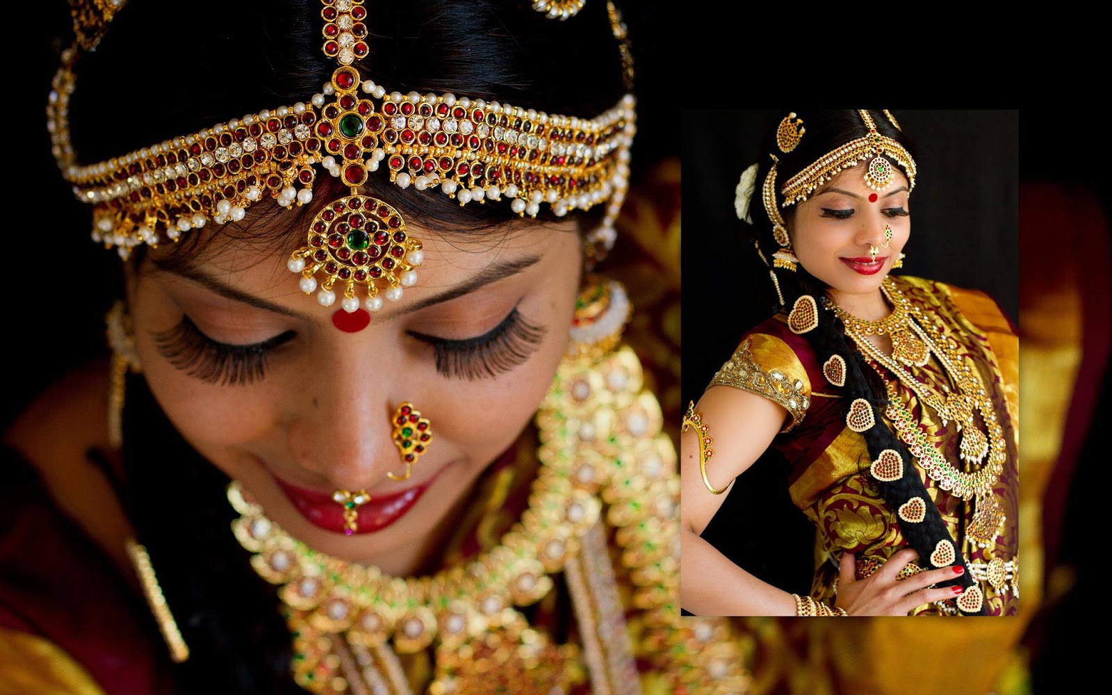 South Indian Bride, Bridal look, Redstone Jewelry, beautiful girl in Indian jewelry 