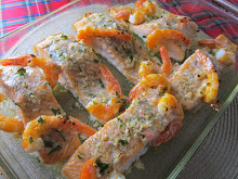 Salmon Roasted with Shrimp and Garlic