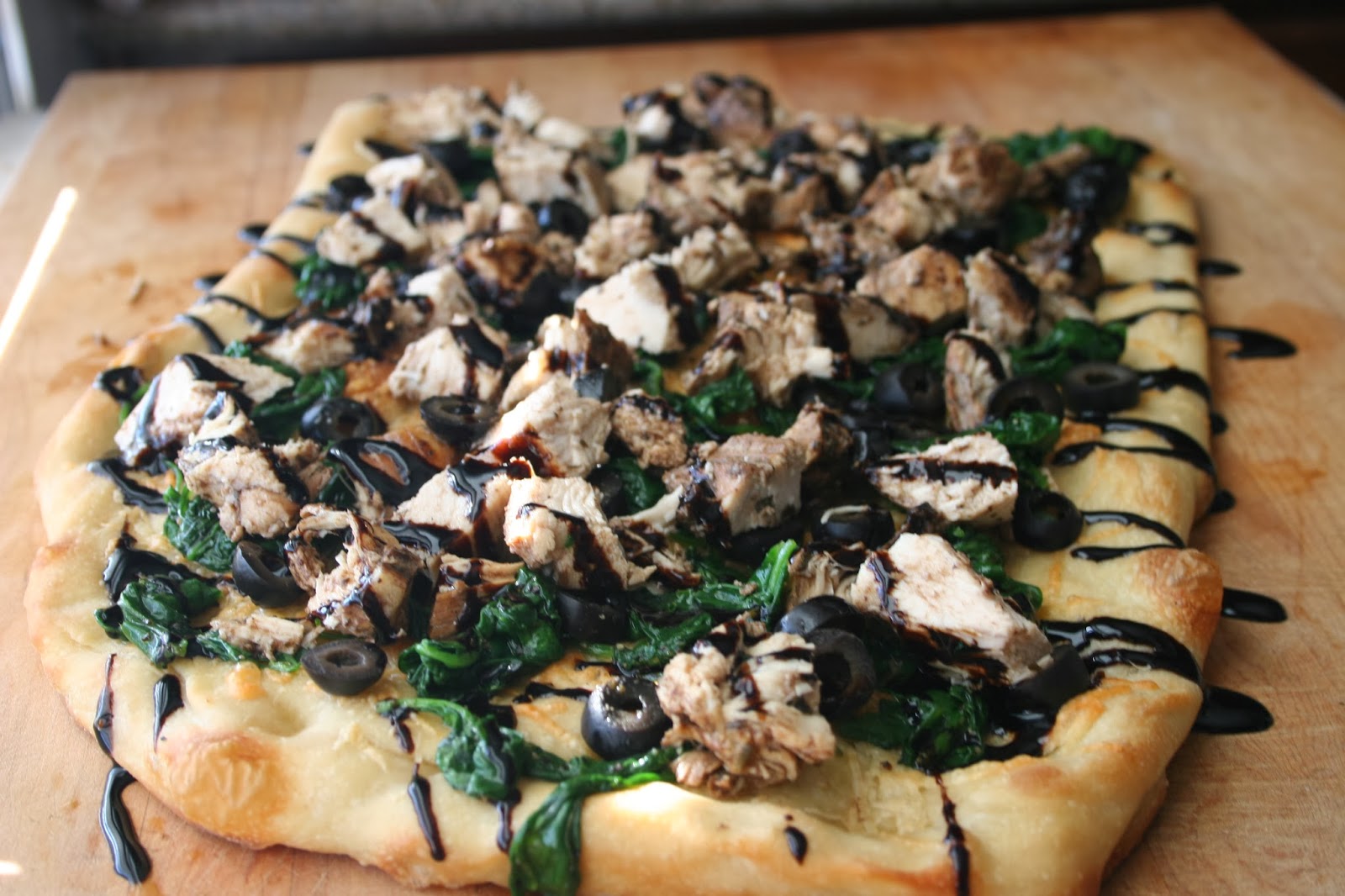 Just A Darling Life balsamic chicken and spinach flatbread