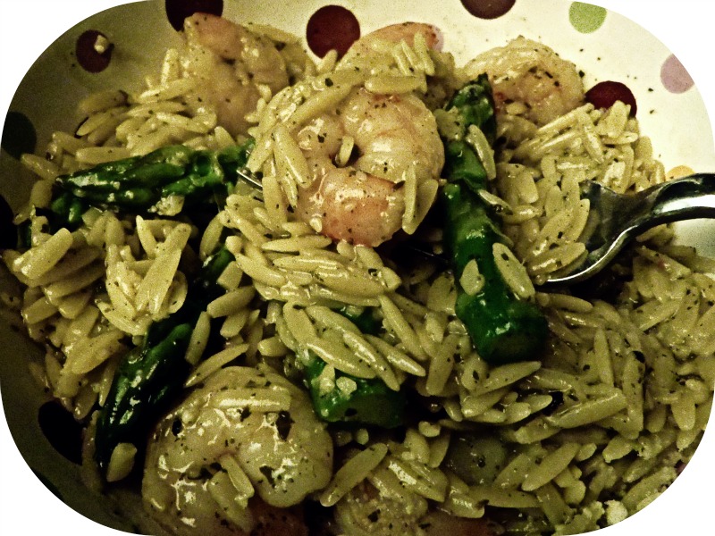 Macke Monologues Shrimp Risotto and Pesto