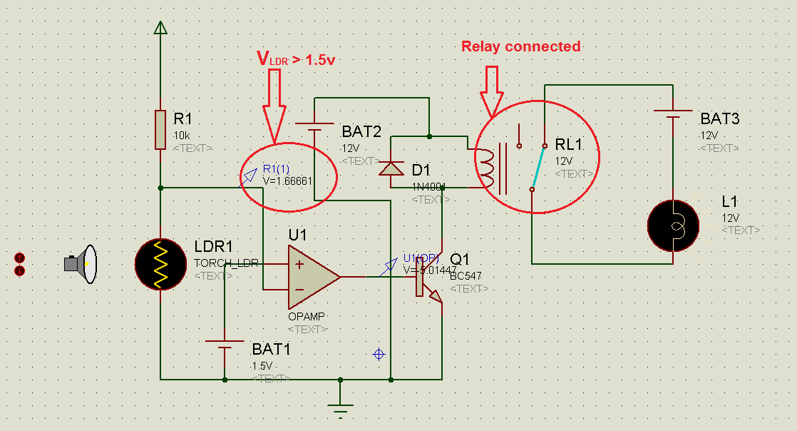 EmbeddedElectronics Automatic Room light Controller using OpAmp