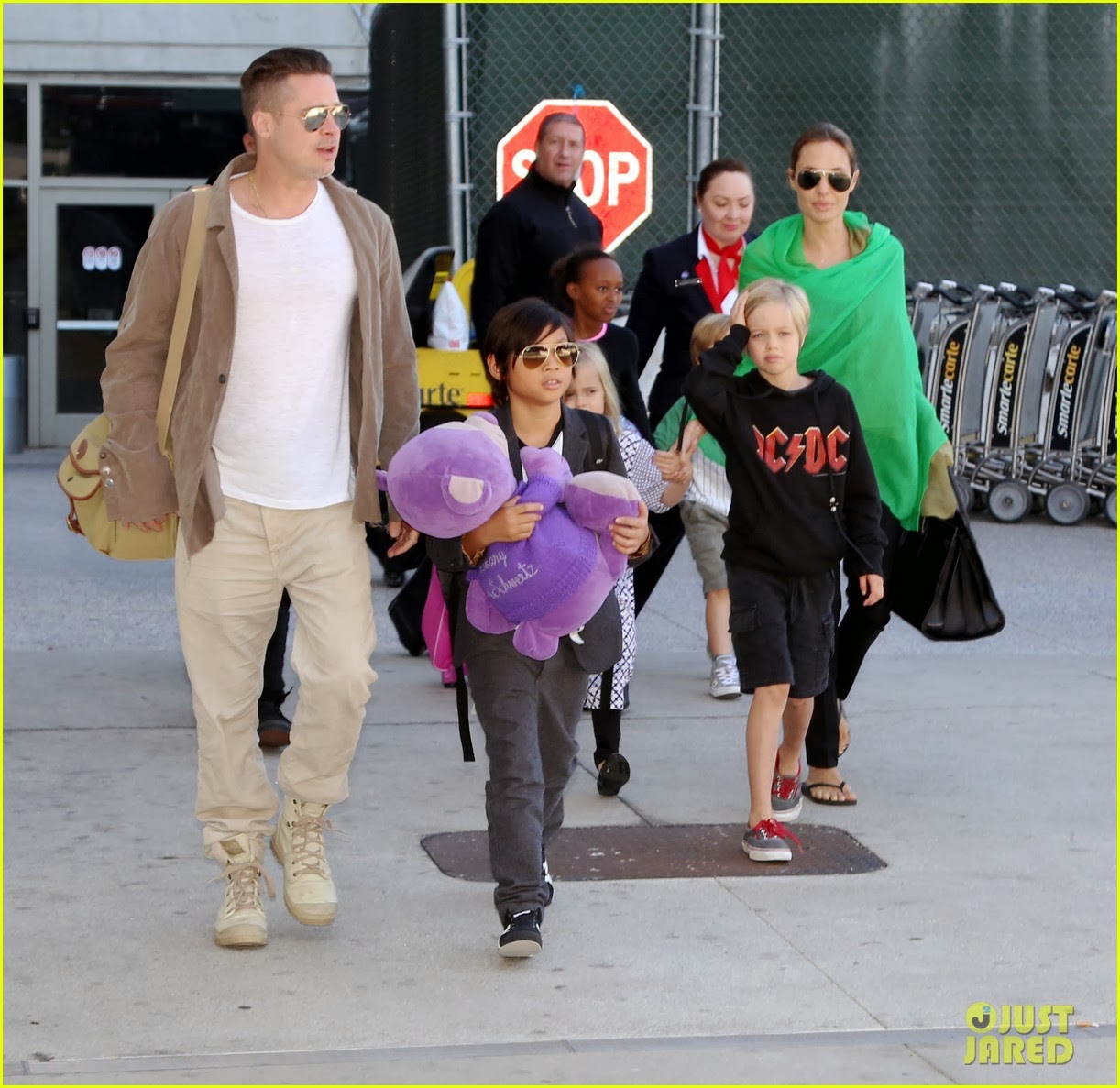 Celeb Diary: Angelina Jolie and Brad Pitt land at LAX Airport with all six of their ...